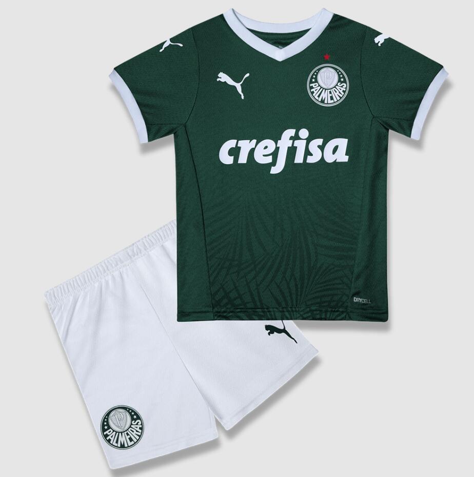 Kids Sociedade Esportiva Palmeiras 2022/23 Home Soccer Kits Shirt With Shorts